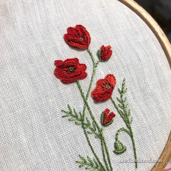 Hand Embroidered Poppies