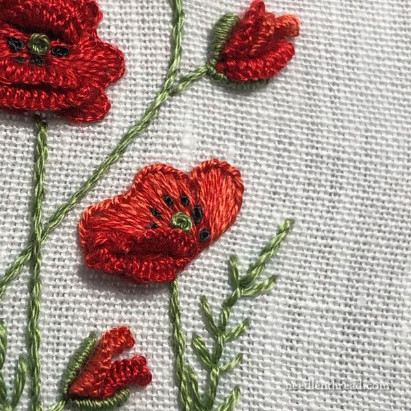 Hand Embroidered Poppies