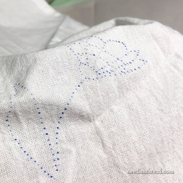 Embroidery Design Transfer with Laundry Bluing