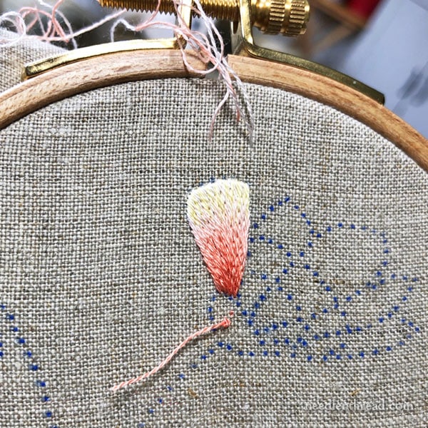 Needlepainting in Embroidery - Flower from Side View