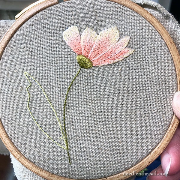 Needlepointed Flower from the side