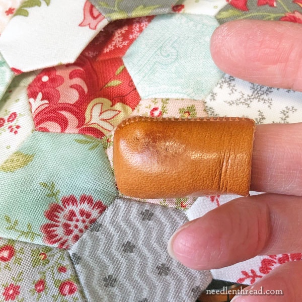 2 Sizes CHUKCHI 4 Pieces Sewing Thimble Finger Protector Leather Coin Thimble Pad Thimble Cover for Craft Hand Sewing Quilting Knitting Pin Needles DIY Tools 
