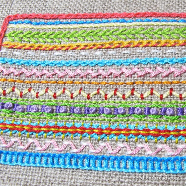 embroidery sampler of line stitches