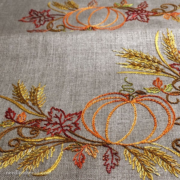 A Finish Embroidered Table Runner for Fall NeedlenThread