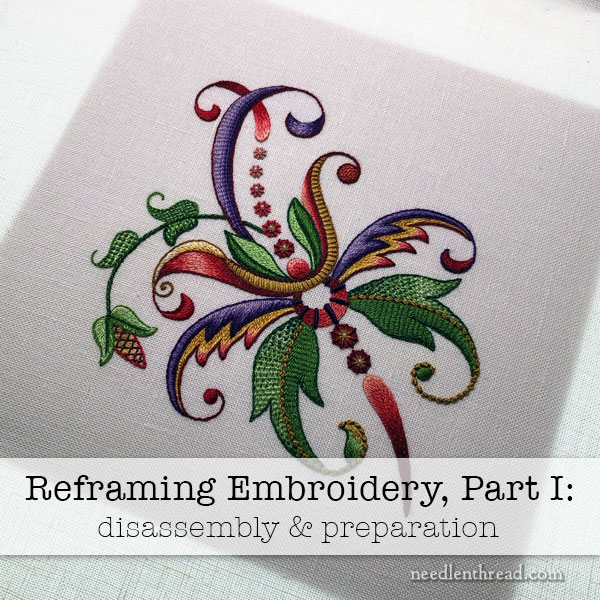 Reframing embroidery project: disassembly & preparation