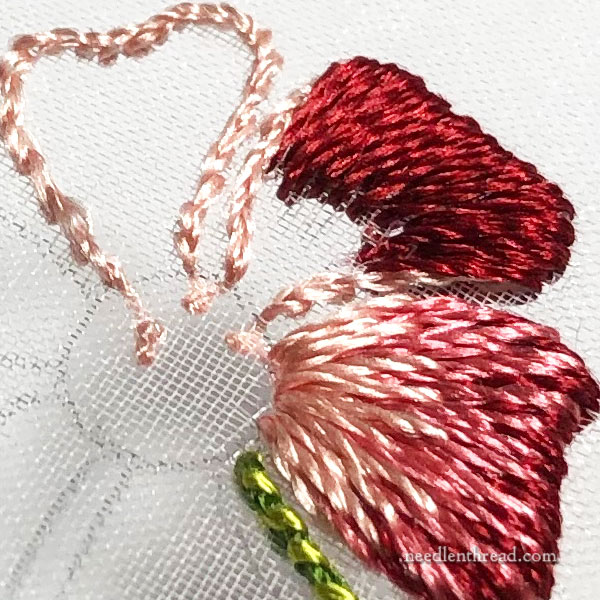Beginning and ending threads on sheer fabrics in embroidery