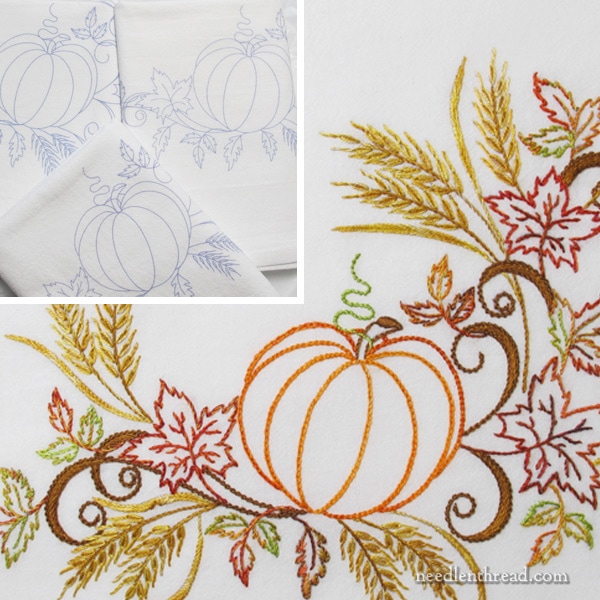 Festive Fall ready to stitch towel sets