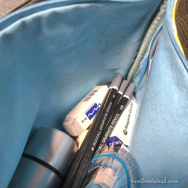 Pouches and cases used for embroidery travel kits
