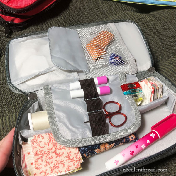 Pouches and cases used for embroidery travel kits