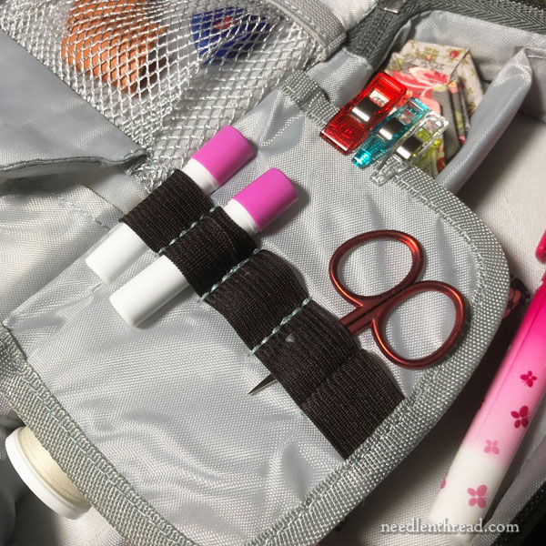 Pouches and cases used for embroidery travel kits