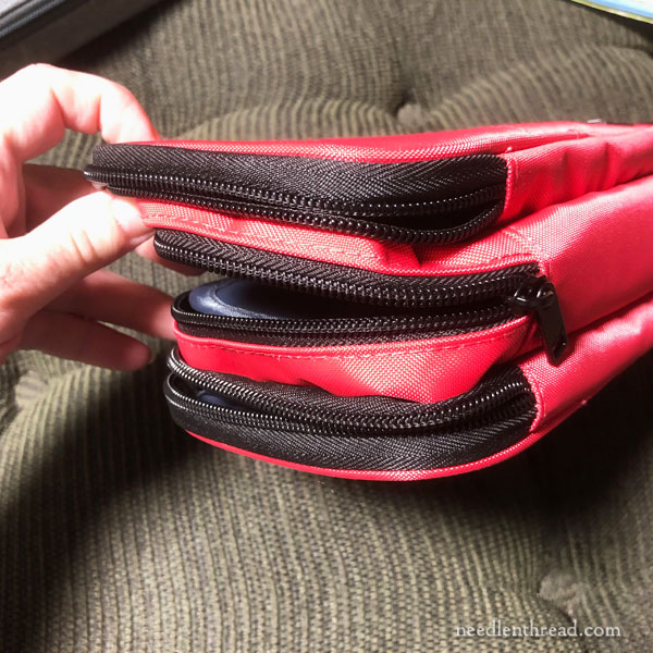 Pouches and cases used for embroidery travel kits