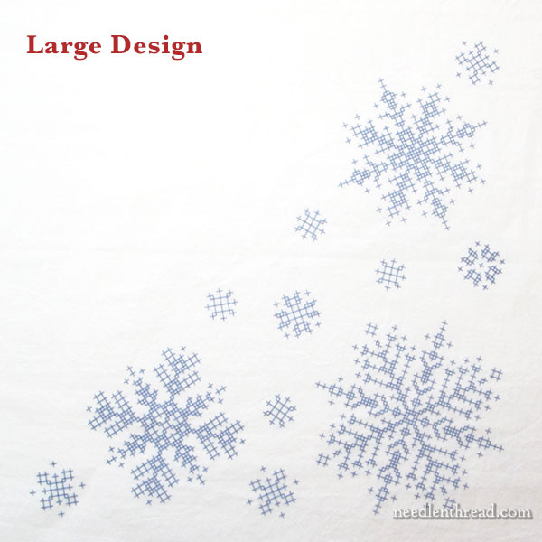 Folky Flakes stamped cross stitch snowflake designs for holiday stitching