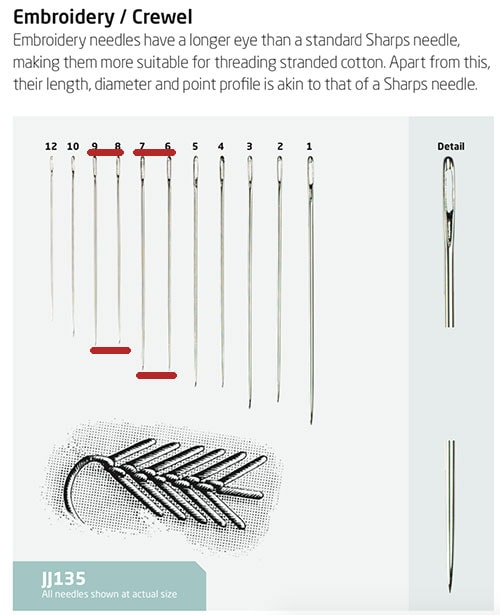 Embroidery Needles Assorted Sizes