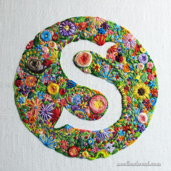 Floral embroidery with cotton floche embroidery thread