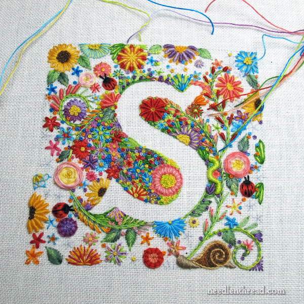 Floral embroidery with cotton floche embroidery thread