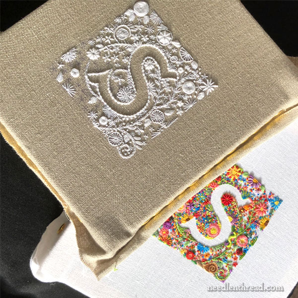 Voided Monogram in Color & Whitework