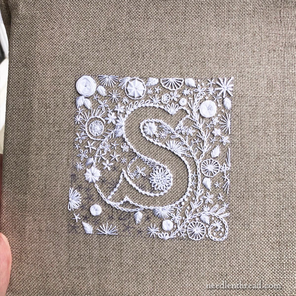 Voided Monogram in Color & Whitework