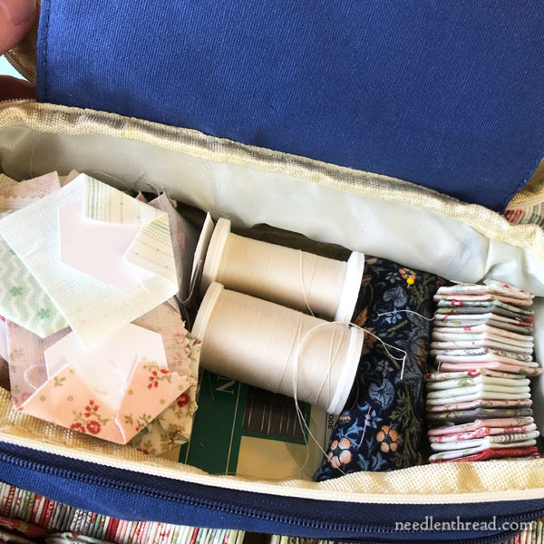 Hexie Quilt Project update and Traveling with Needlework