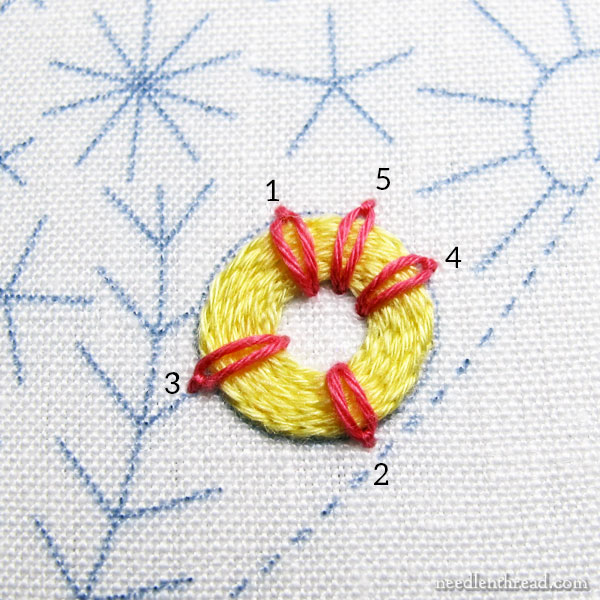 Raised daisy stitch ring: embroidery stitch fun tutorial