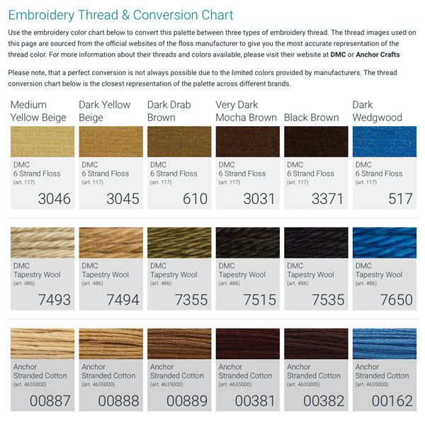 Use This Embroidery Color Conversion Charts to Find Similar Colors