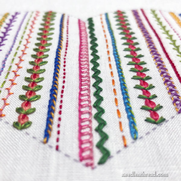 Sampling Stitches for finishing - embroidery with floche