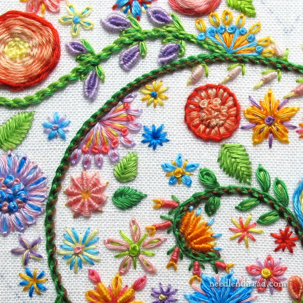 Colorful Hand Embroidery floral filling with floche