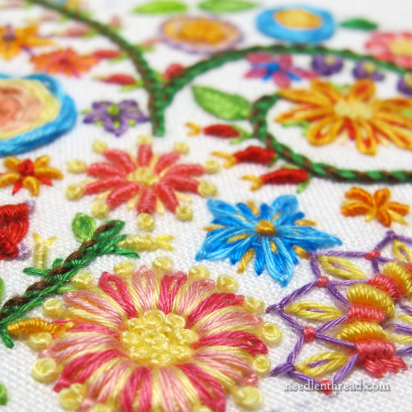 Colorful Hand Embroidery floral filling with floche