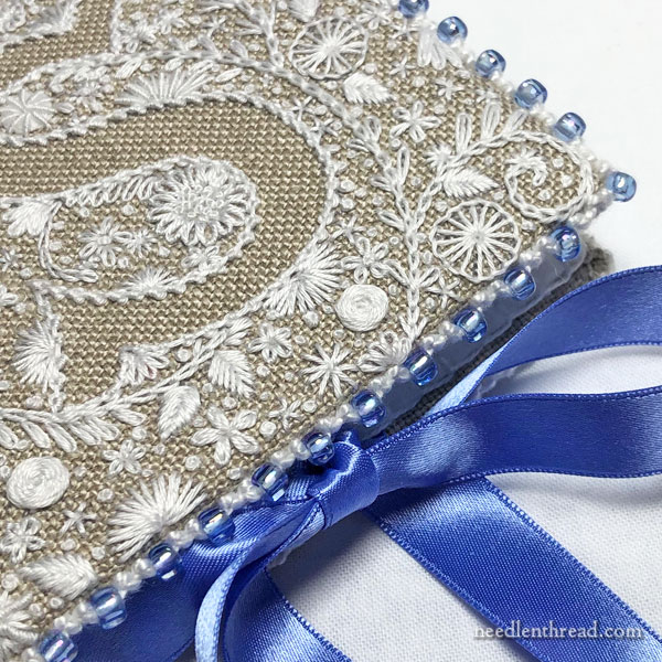 Embroidered Needlebook with Beaded Edge