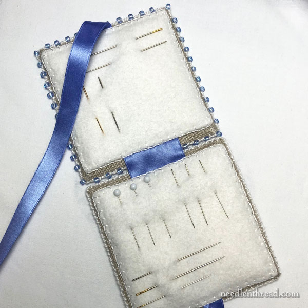 Embroidered Needlebook with Beaded Edge