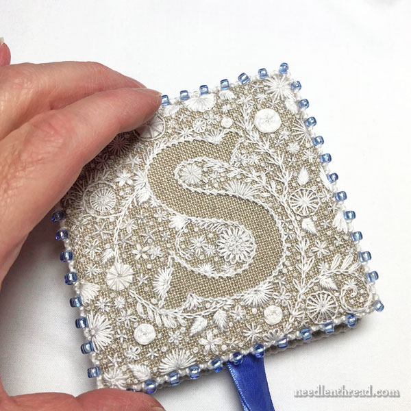 Embroidered Needlebook with Beaded Edge