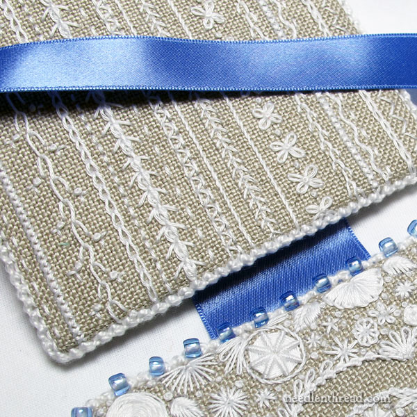 Embroidered Needlebook with Beaded Edge
