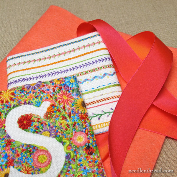 Floral Heart embroidered sachet - finishing