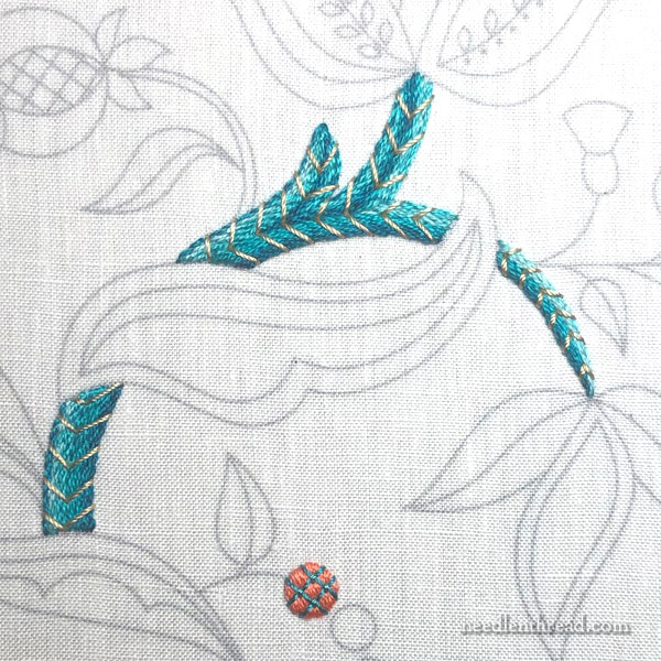 Jacobean design embroidery project in silk