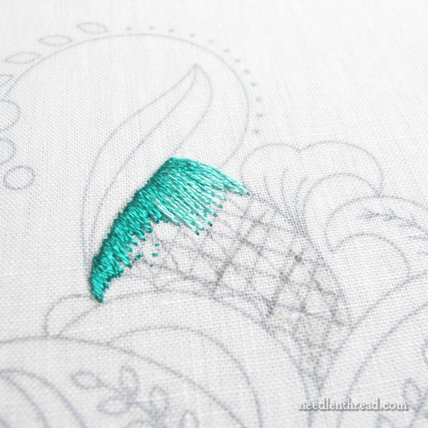 Jacobean design embroidery project in silk