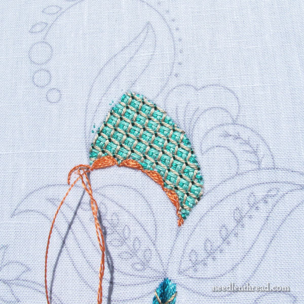 Jacobean design embroidery project in silk