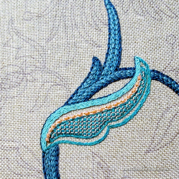 Jacobean embroidery on natural linen