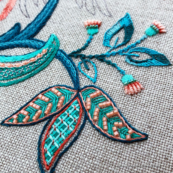 Jacobean Design with Bird for Hand Embroidery