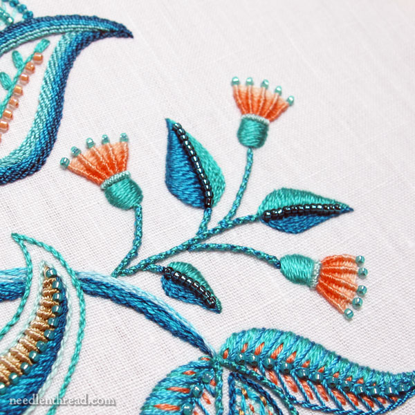 Jacobean design embroidered with silk