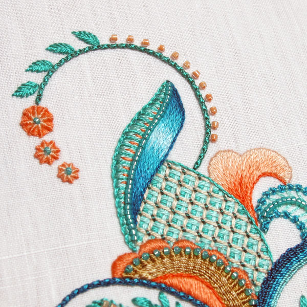 Jacobean Sea: Silk embroidery in Jacobean style