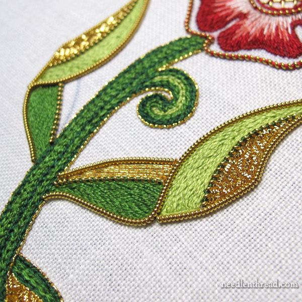 Beginner silk & goldwork embroidery rose