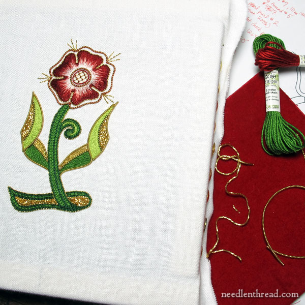 Beginner goldwork & silk embroidery rose