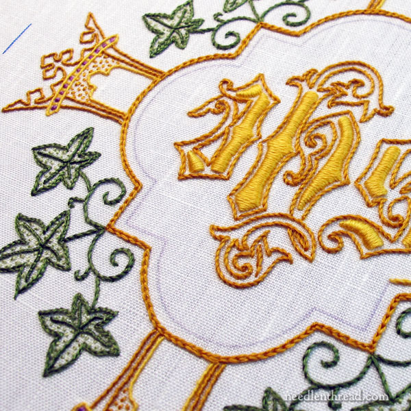 Hand embroidered pall on linen - ecclesiastical embroidery