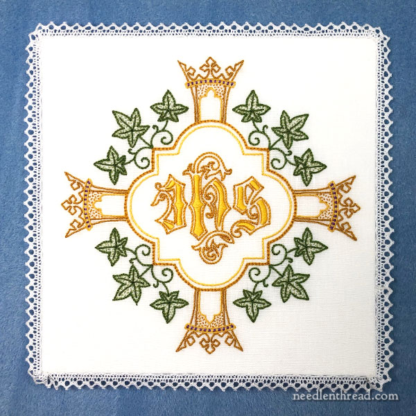 embroidered communion pall with floche