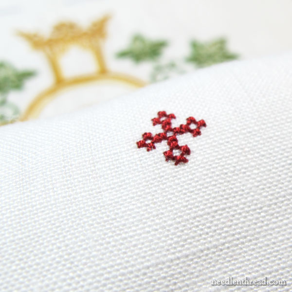 Hand Embroidered Communion Pall - IHS - by Mary Corbet
