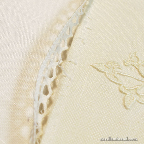 Whitening yellowed embroidered linen and removing stain