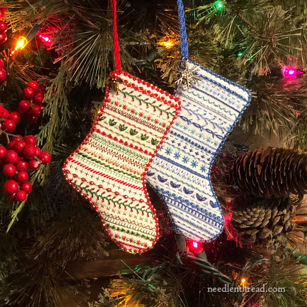 Mini Sampler Christmas Stocking Ornaments from Needle 'n Thread