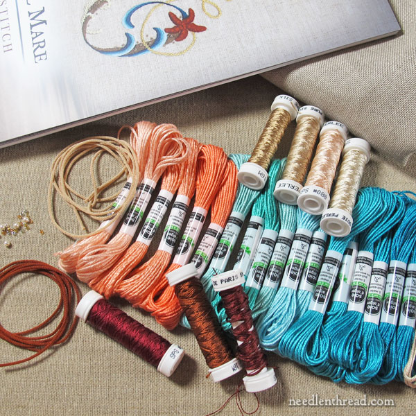 A Sea to Stitch Monogram in Silk, Beads, & Specialty Threads