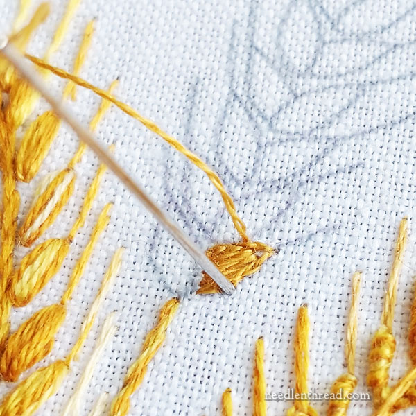 How to Embroider Wheat 5 Ways: satin stitch, long & short stitch
