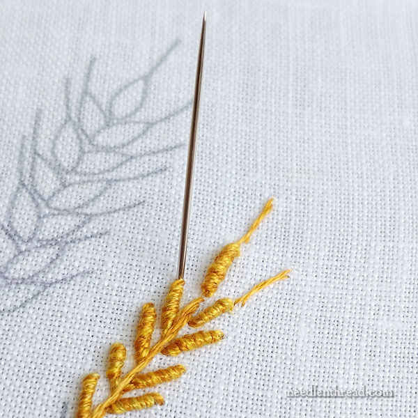 How to Embroider Wheat five ways, part 3, bullion knots