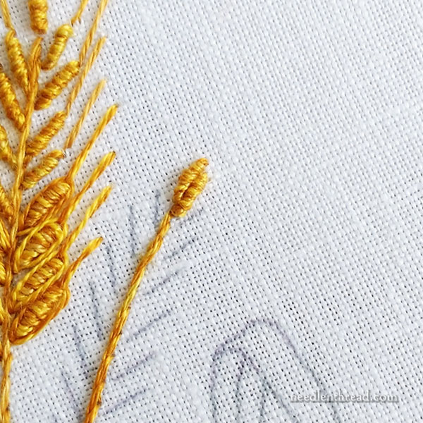 How to Embroider Wheat five ways, part 3, bullion knots